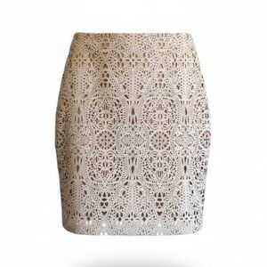 Holiday party ready Jovani Cream A-line Midi Skirt with Cut Out Details size 6